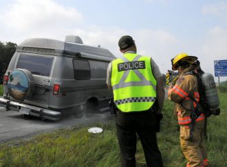 Incendie de motorisé sur l’autoroute 20