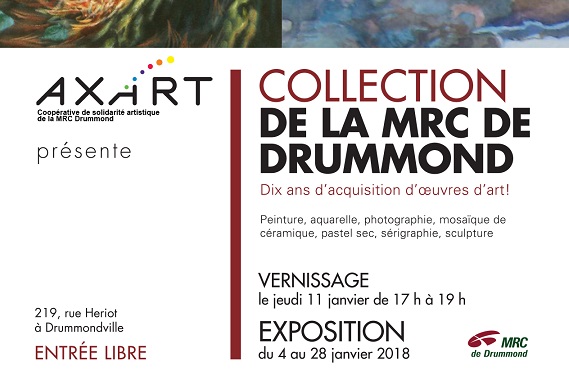 Janvier 2018 – AXART présente les 10 ans d’acquisition des oeuvres d’art de la MRC de Drummond