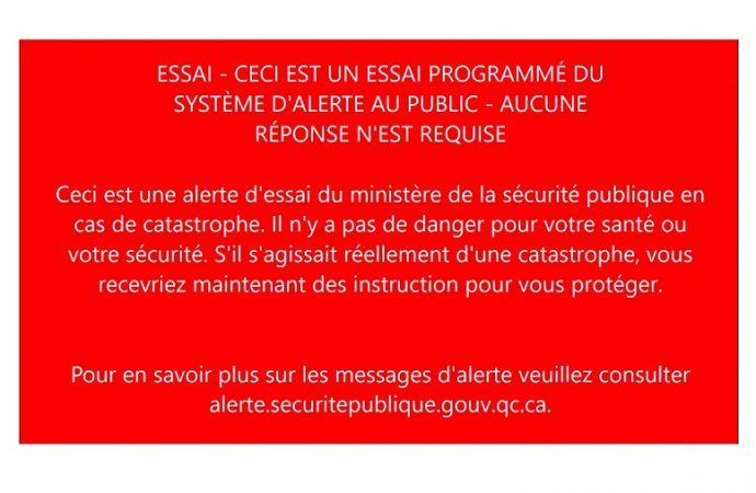 Intégration d’alertes d’urgence sans fil au système national d’alertes d’urgence «En Alerte»