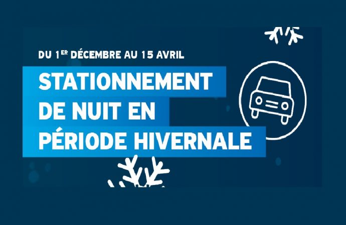 Règles sur le stationnement de nuit dans les rues et stationnements publics de Drummondville dès le 1er décembre