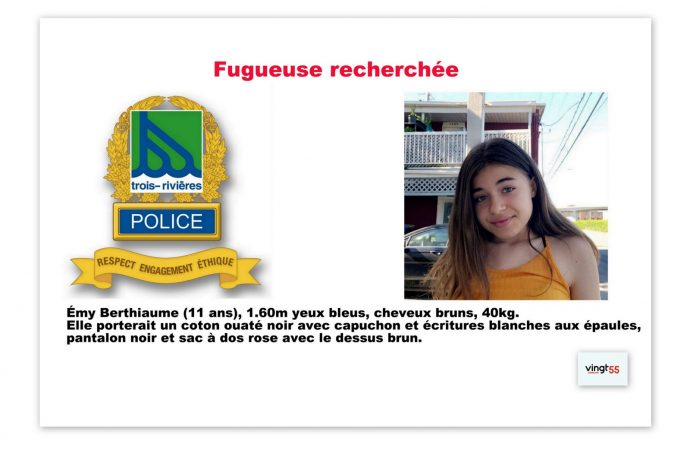 La police de Trois-Rivières est toujours à la recherche d’une jeune fugueuse