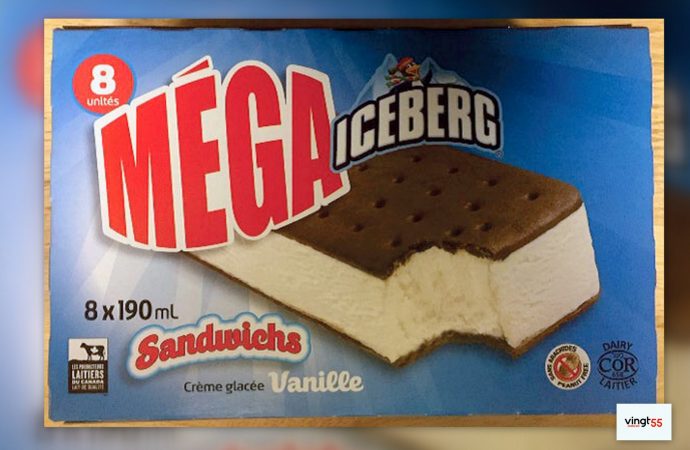 Rappel de sandwichs à la crème glacée de marque Iceberg et de marque Originale Augustin