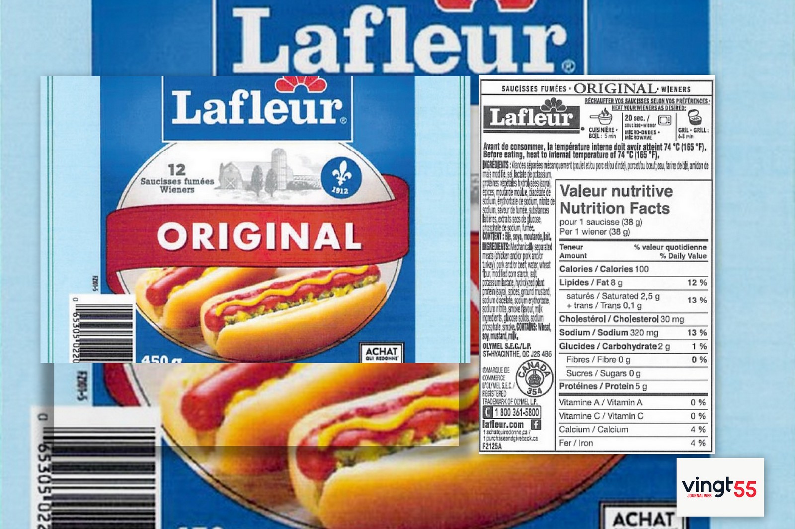 Saucisses légères originales Lafleur 450 g 