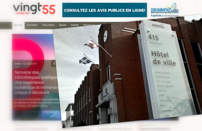 La Ville de Drummondville cesse la publication d’avis publics sous la bannière du Vingt55