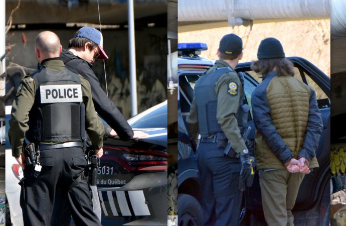 Les policiers de la Sûreté du Québec procèdent à l’arrestation de deux graffiteurs à Drummondville