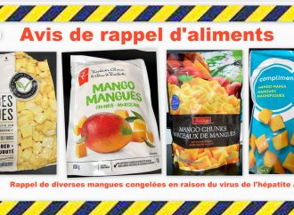 Avis de rappel d’aliments – Rappel de diverses mangues congelées en raison du virus de l’hépatite A