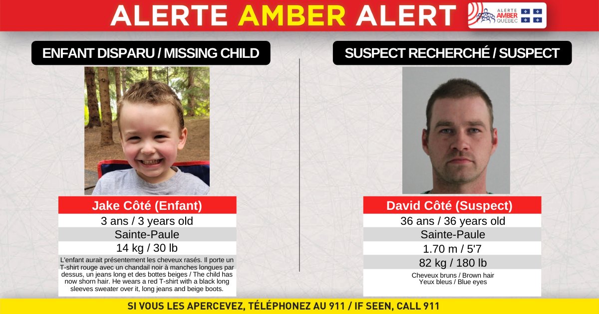 Alerte AMBER En Vigueur Pour Retrouver Le Petit Jake Côté 3 Ans – Vingt55