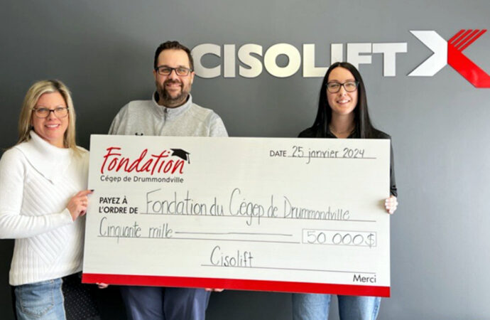 Cisolift s’associe à la Fondation du Cégep de Drummondville avec un don de 50 000 $