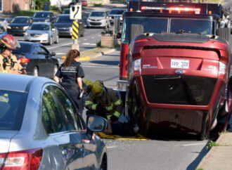 Un accident et capotage a fait un blessé sur le boulevard Saint-Joseph
