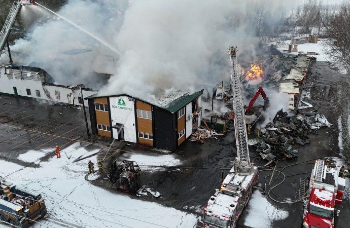 Incendie majeur chez Bois Laurentide au Centre-du-Québec