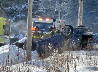 Une conductrice secourue après une embardée à Sainte-Clotilde-de-Horton