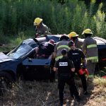 La conductrice a perdu la maîtrise de sa voiture sport avant d'effectuer plusieurs tonneaux @ Crédit photo Éric Beaupré Vingt55. Tous droits réservés (6)