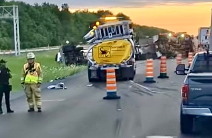 Violente collision sur l’autoroute 20 : un camion atténuateur d’impact percuté par un camion-citerne